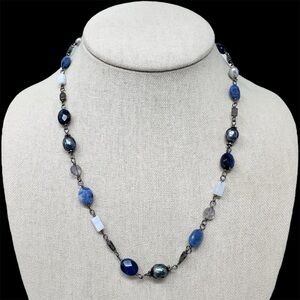 Silpada Sterling Silver 925 Sodalite Blue Lace Chalcedony Pearl Necklace
